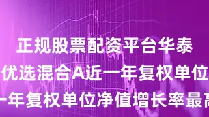 正规股票配资平台华泰柏瑞景气优选混合A近一年复权单位净值增长率最高